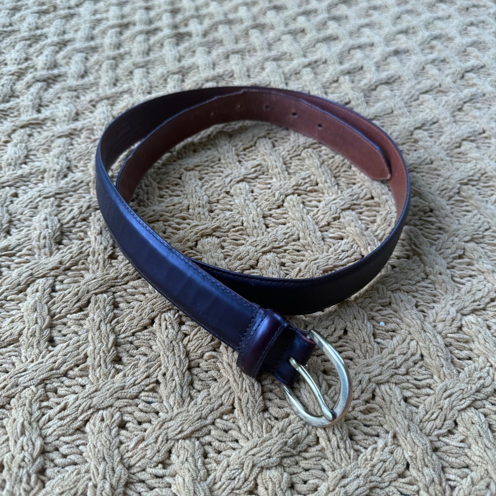 Coach 3921 Mens Belt Cordovan Burgundy Polished Cowhide Leather Brass Buckle 40
